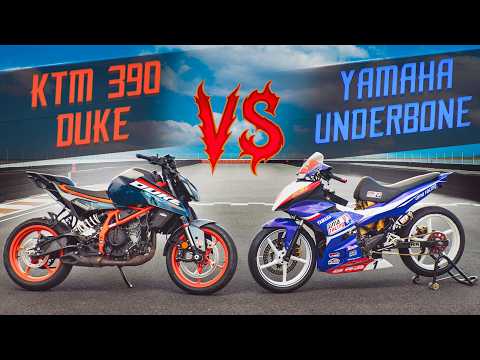 KTM 390 DUKE vs Yamaha Underbone - Gymkhana + Drag Race