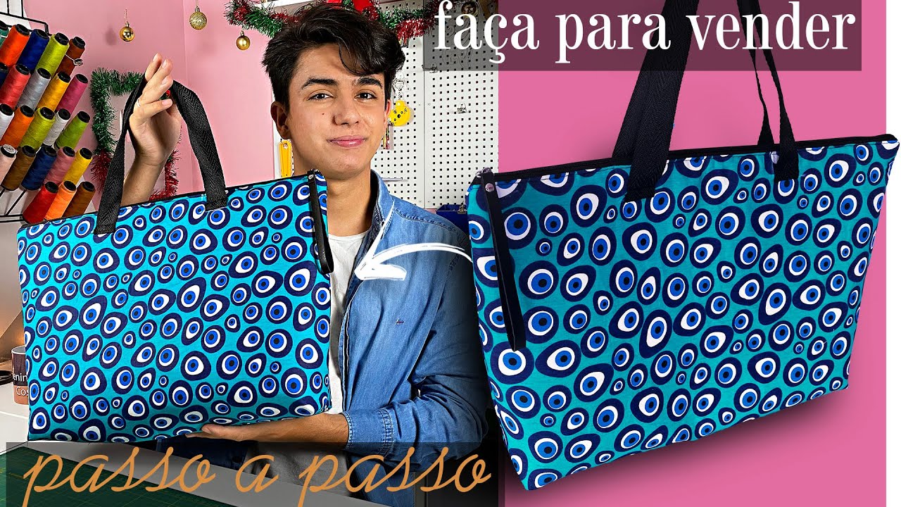Como Fazer Bolsa de Tecido Super Fácil Com Zíper Passo a Passo Para Iniciantes [Ecobag com Zíper]