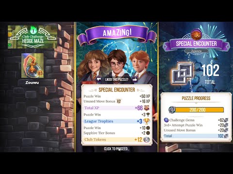 Harry Potter Puzzles & Spells ➔ Club Challenge ➔ HEDGE MAZE ⫸ Special Encounter ⫷ Zouwu ➔ Defeated
