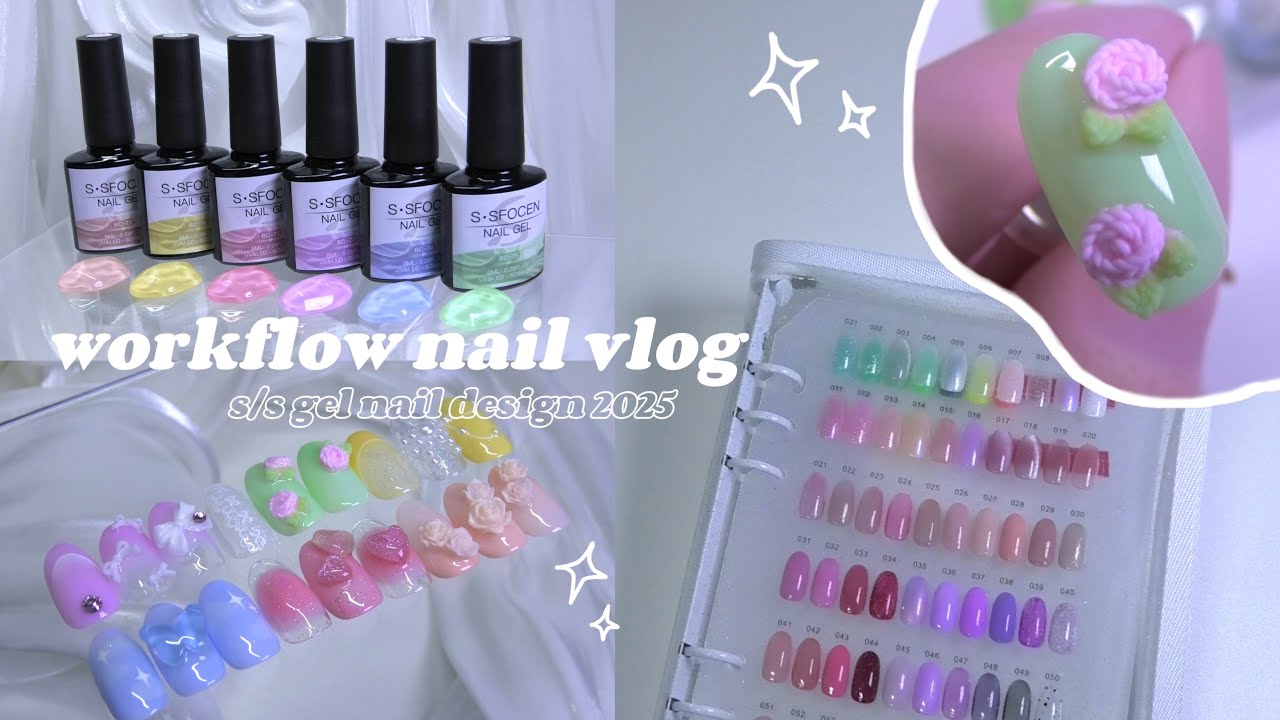 TEMU.SHEIN購入品🪄✨ 2025春夏ネイルデザイン•カラーチャート作り-作業vlog-여름네일/봄네일/네일디자인/젤네일-workflow nail vlog•s/s nail design