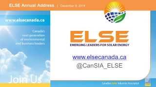 Emerging Leaders for Solar Energy (ELSE) Annual Address
