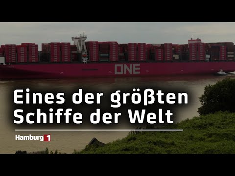 Gigantisches Frachtschiff: 400 Meter lange "ONE Innovation" hat in Hamburg angelegt