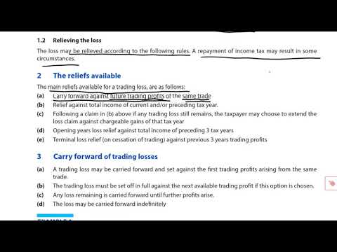 Tax Adjusted Trading Loss Reliefs - ACCA Taxation (TX-UK)