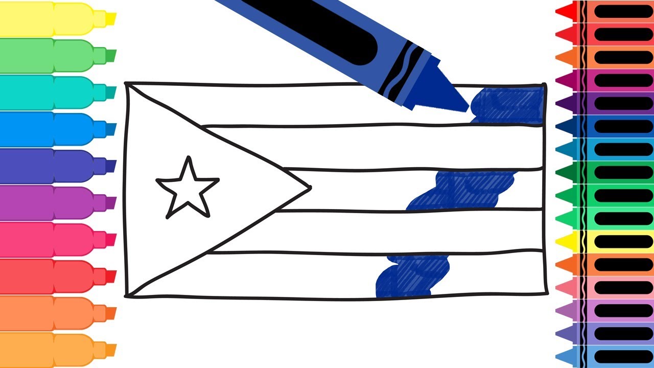 How to Draw Cuba Flag - Drawing the Cuban Flag - Coloring Pages for kids | Tanimated Toys