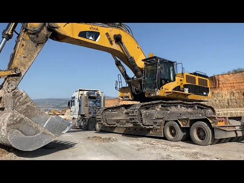 Transporting The Caterpillar 385C Excavator By Side - Fasoulas Heavy Transports