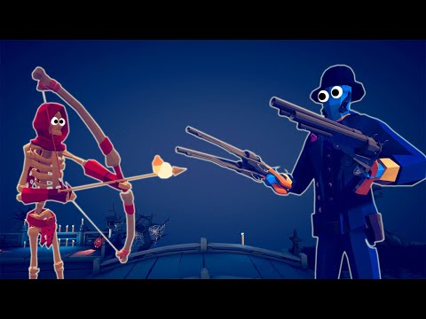 SPOOKY TEAM vs WILD WEST TEAM | DAMAGE INDICATOR | HP - Totally Accurate Battle Simulator | TABS