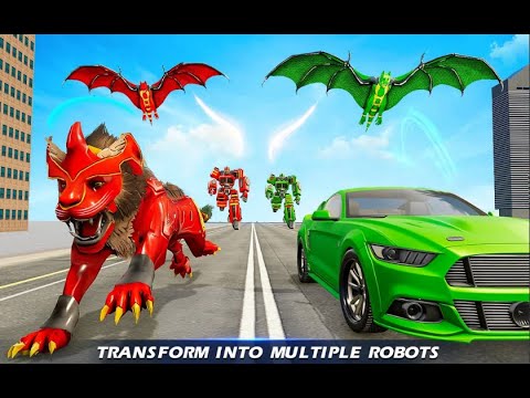 Lion Robot Car Game 2021 – Flying Bat Robot Games Game Hippo Stuido Gameplay 1