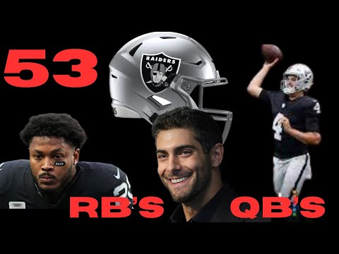 Building  my 53 man roster, starting with RB’s, and QB’s Jacobs O’Connell, Garoppolo￼., Bolden.