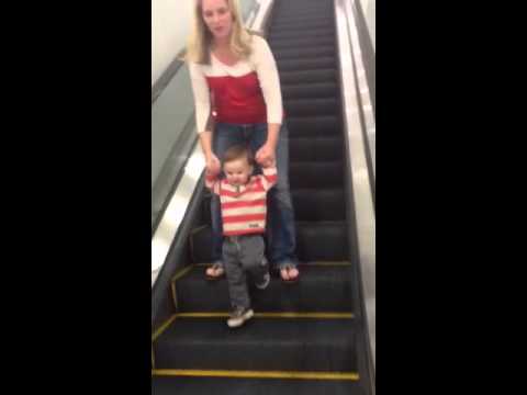 Hayes first time  down escalator