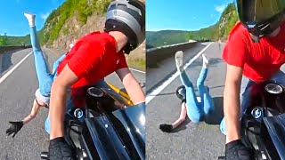 Passenger FALLS off the BIKE - Crazy Motorcycle Moments