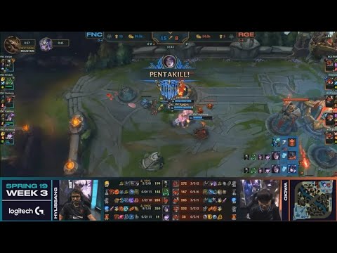 FNC Rekkles Kai'sa with the Pentakill vs RGE LEC Spring 2019 | By Global Esports