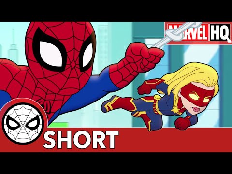 【漫威卡通】蜘蛛人與驚奇隊長一起對抗黏液怪？(Spidey & Captain Marvel Fight... Slime?! | Marvel Super Hero Adventures - It's An Alien! | SHORT)