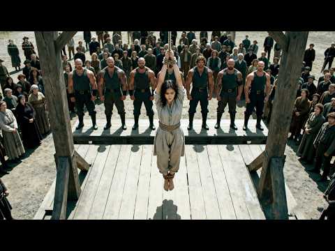 Kung Fu Movie: Female prisoner is used as bait hung on the city wall. A master drops in to save her!