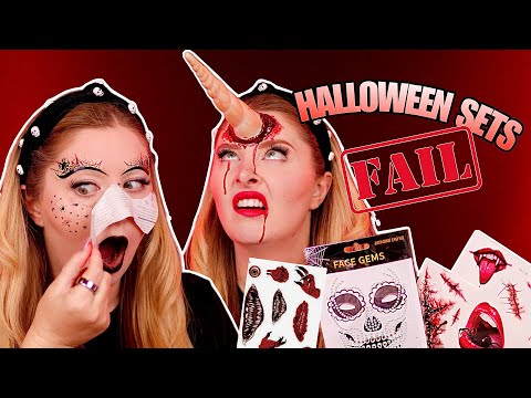 I'm testing CHEAP Halloween sets 💰👻🎃 bloody tattoos, unicorn & freckles?! 😱