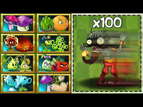 Random 40 Pair Team Plants vs 100 Firebreather Zombies Level 10 - Who Will Win? - PvZ 2 Challenge