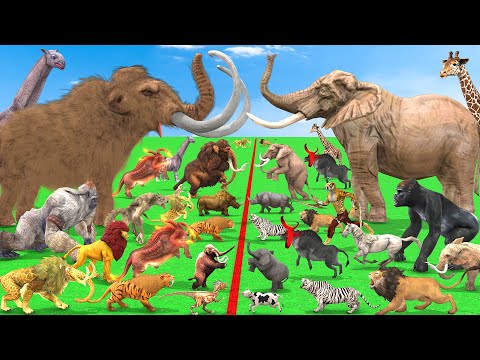 Prehistoric Mammals VS Modern Mammals Size Animal Epic Battle Animal Revolt Battle Simulator