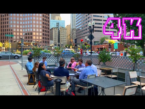 Sunset Walk in Boston Downtown 4K - UHD