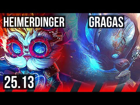 HEIMERDINGER vs GRAGAS (TOP) | Rank 4 Heimer, 800+ games | EUW Grandmaster | 25.13