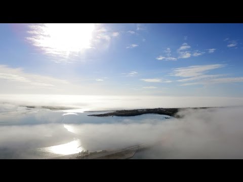 (DRONE) Sea fog takes over Honeymoon Island, Florida
