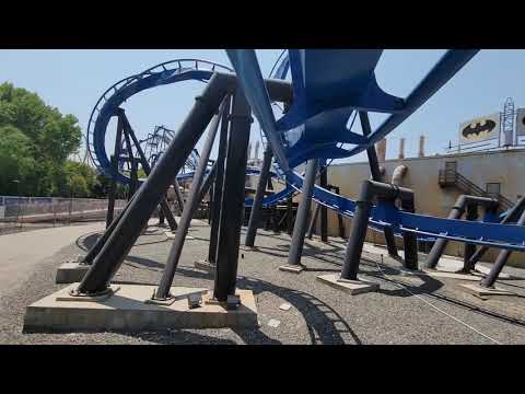 Batman The Ride at Six Flags Magic Mountain 2021 (front row P.O.V.)