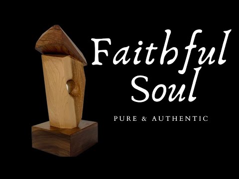 Contemporary Abstract Geometrical Wood Sculpture Art. Faithful Soul