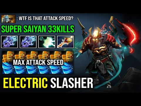SUPER SAIYAN Pro Juggernaut 33Kills Electric Slash Max Attack Speed 2x Moon Shard Rapier DotA 2