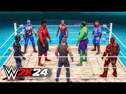 I Put All Avengers in Water Battle Royale Match - WWE 2K24