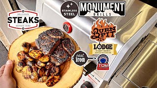 Awesome Cast Iron Seared Steak and Tators! / Monument Grills Mesa II 415BZ Gas Grill!
