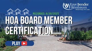 HOA Board Member Certification