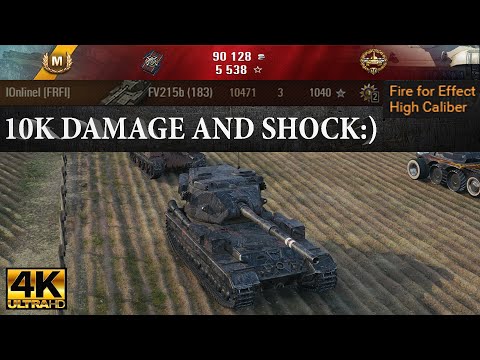 FV215b (183) video in Ultra HD 4K🔝 10K DAMAGE AND SHOCK:) 1040 exp 🔝 World of Tanks ✔️