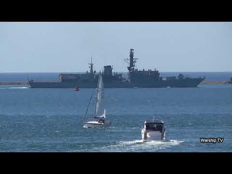 HMS NORTHUMBERLAND F238 HEADS OUT TO SEA IN PLYMOUTH SOUND 1st June 2020