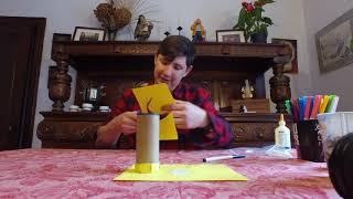 Making a shaker from toilet paper roll and rice