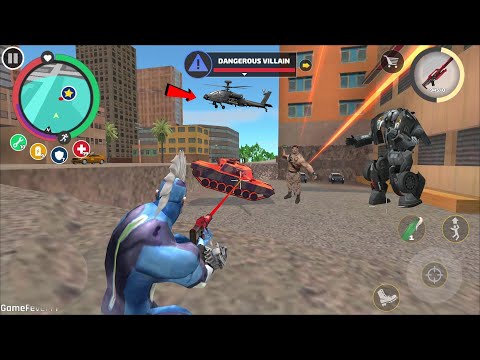 Rope Hero Vice Town (Rope Hero Destroy Army Tank) Army Tank Jumped on Dangerous villain - HD