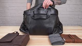 Дорожная сумка SHVIGEL 11120 черная кожаная