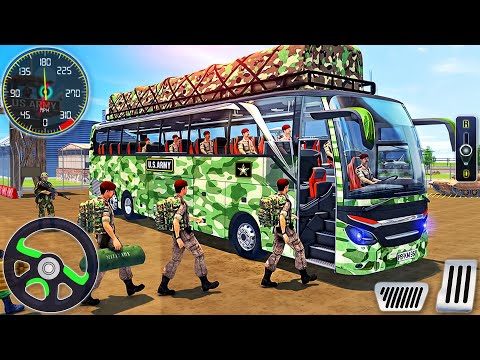 US Army Transport Bus Driver Simulator - Soldier Transport Offroad Driving - Android GamePlay #3