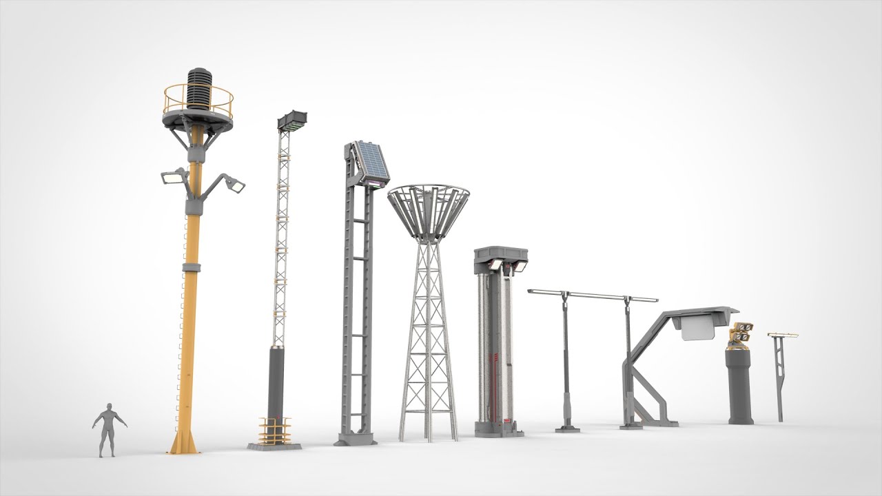 Illuminazione stradale fantascientifica 13 Modello 3D