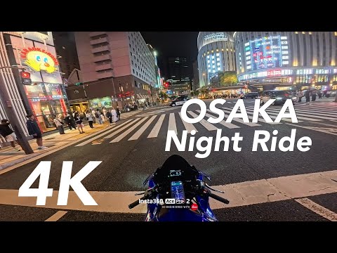 [4K] YAMAHA YZF-R1 OSAKA Night Ride | insta360