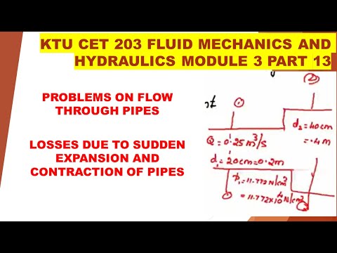PROBLEMS ON FLOW THROUGH PIPES LOSSES DUE TO SUDDEN EXPANSION COINTRACTION OF PIPES FM MOD 3 PART 13