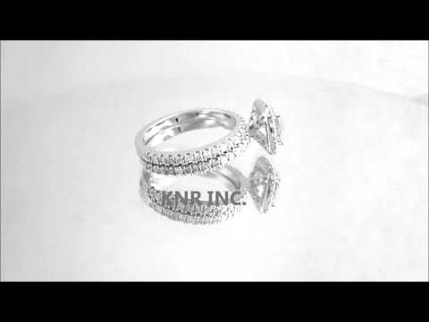 18K WHITE GOLD ROUND CUT DIAMOND ENGAGEMENT RING AND BAND HALO PRONG SET 1.65CTW - KNR INC - 352