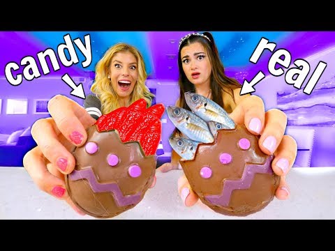 Chocolate Kinder Egg Surprise Challenge! Real vs Candy Food ft. Rebecca Zamolo | CloeCouture