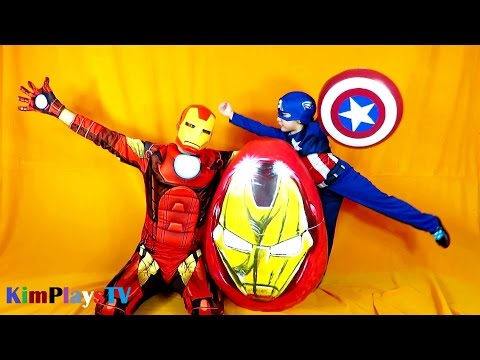 MEGA GIANT EGG SURPRISE OPENING Ironman vs Captain America Civil War Awesome Toys Kids Video Video