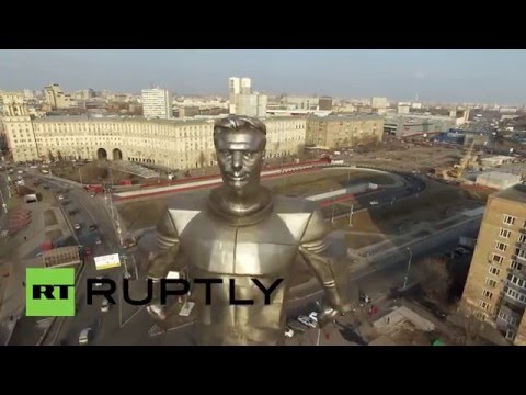 Russia: Drone captures Yuri Gagarin monument on 55th anniversary of mission
