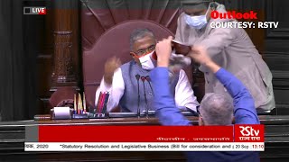 Rajya Sabha Dramatic Scene: Mic Broken, Papers Thrown Over Farm Bills