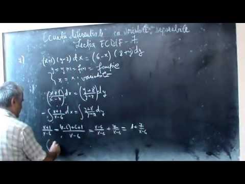 Lectia ECDIF 7  -  Ecuatii diferentiale cu variabile separabile