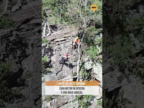 Quem faz o rapel no Salto Corumbá ganha um visual inesquecível #saltocorumba #drone #goiás #natureza