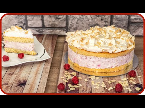 Himbeer Himmelstorte mit knackiger Baiser Haube - Omas Rezept