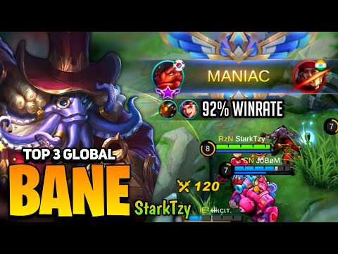 MANIAC! Bane Assasin Build Aggressive Gameplay [ Top Global Bane ] By StarkTzy - Mobile Legends