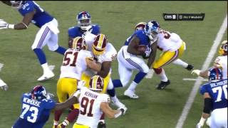 NY Giants RB Andre Williams PLOWS OVER Redskins Trenton Robinson
