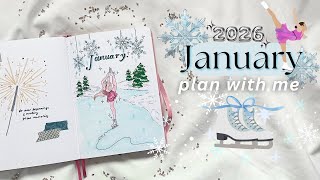 January plan with me ❄️ |  ice skating themed ⛸️ | bullet journal setup 2026 ✍🏼