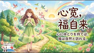 【中国語リスニング】「心宽,福自来」心が軽くなる人生の知恵 | 語順がわかる完全中日字幕